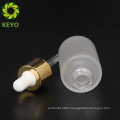 30ml empty flat shoulder cosmetic matte finish frosted clear glass dropper bottle